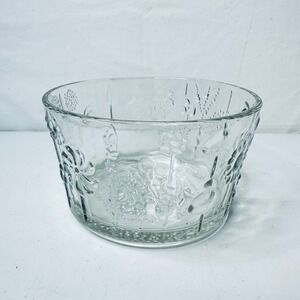 Clear Embossed Floral Glass Bowl Serving Dish Kitchen Decor